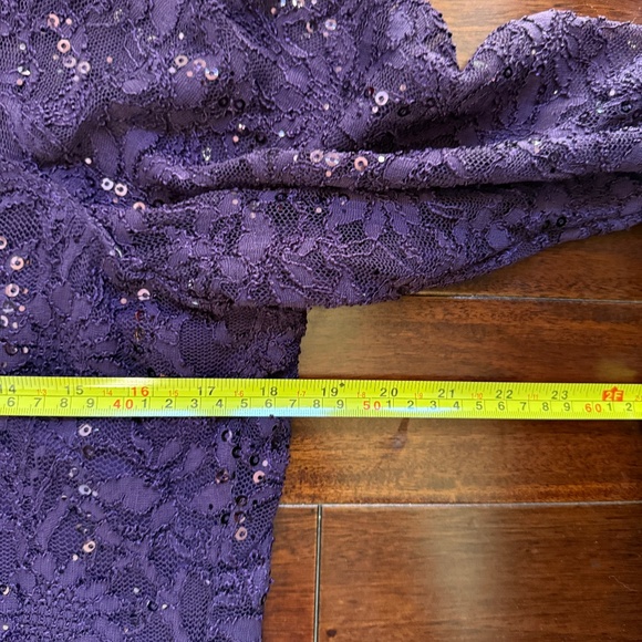 Marina Purple Sequin Lace Sheath Dress 14W Plus Size Cocktail Party Formal Midi - Picture 7 of 7